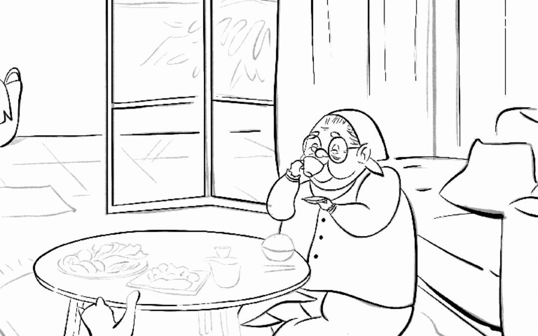 孤独老人独居插画