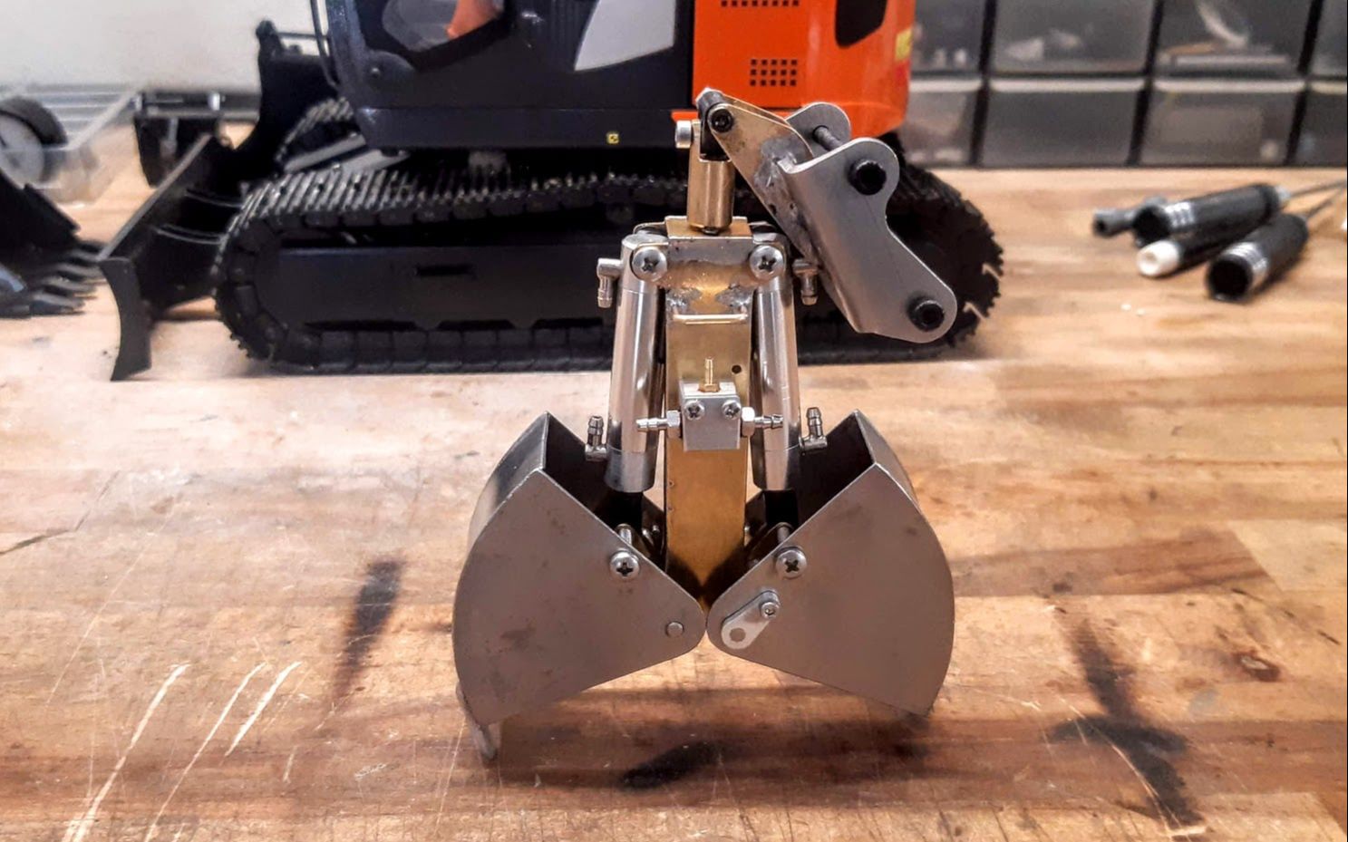 rc挖掘机模型 抓斗制作