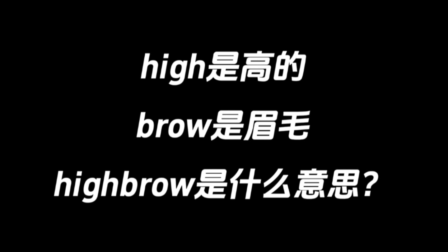 high是高的,brow是眉毛,highbrow是什么意思?哔哩哔哩bilibili