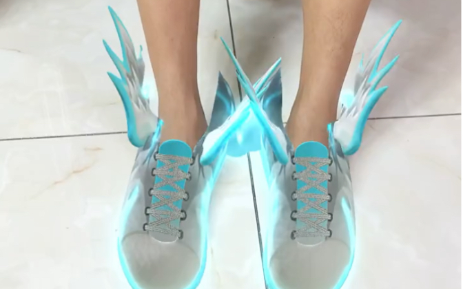 小朋友爸爸穿上了一个会飞的鞋子大家猜猜他能飞起来吗