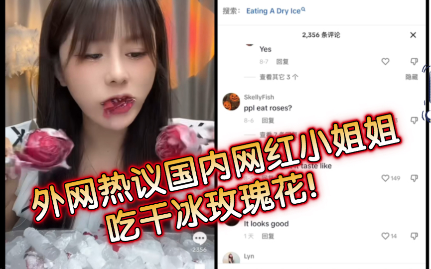 【TikTok】外网看网红小姐姐吃干冰玫瑰花!外国网友围观热议|海外国际版抖音国外网友评论哔哩哔哩bilibili