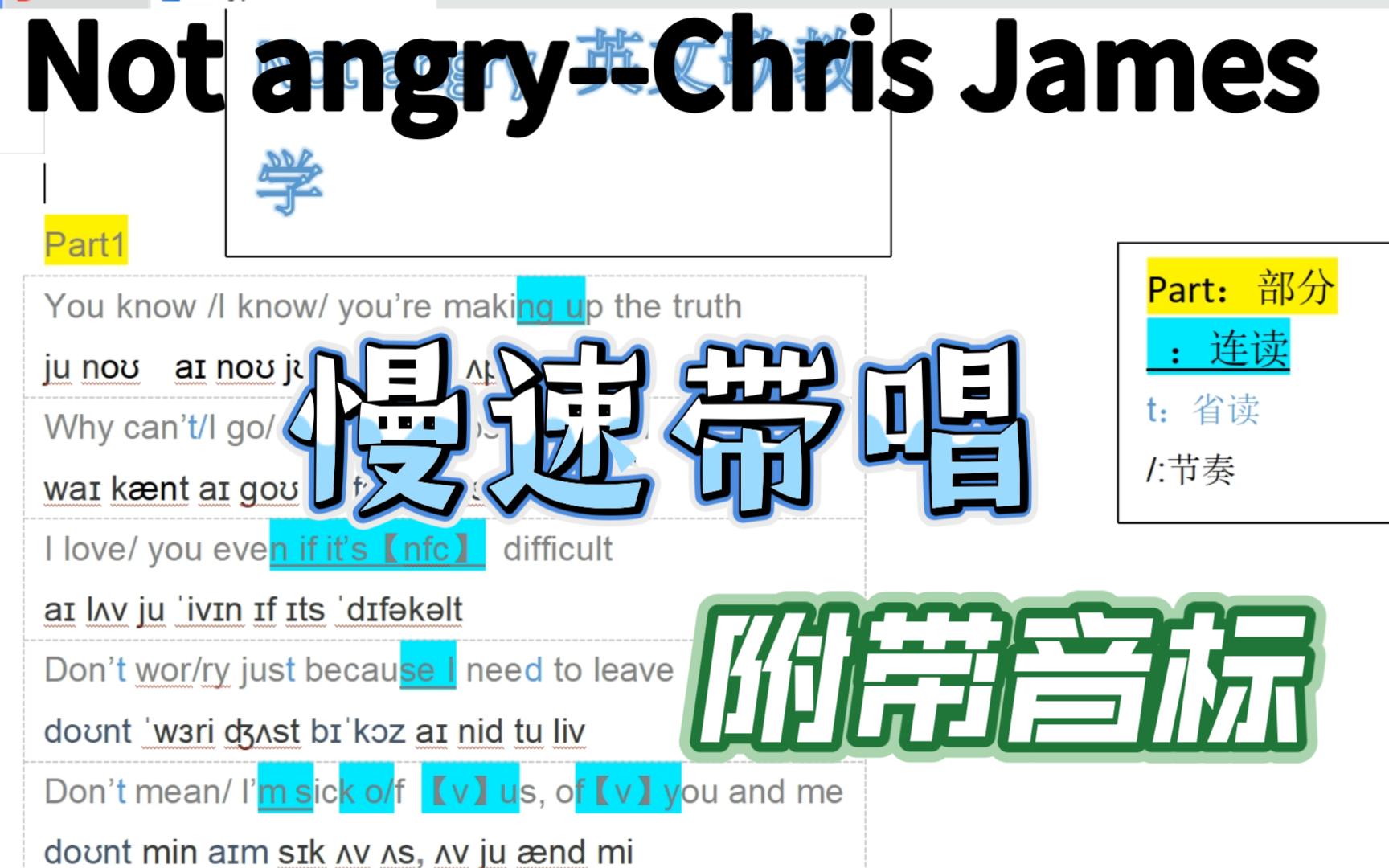 [图]Not angry—慢速带唱（带音标！！！）