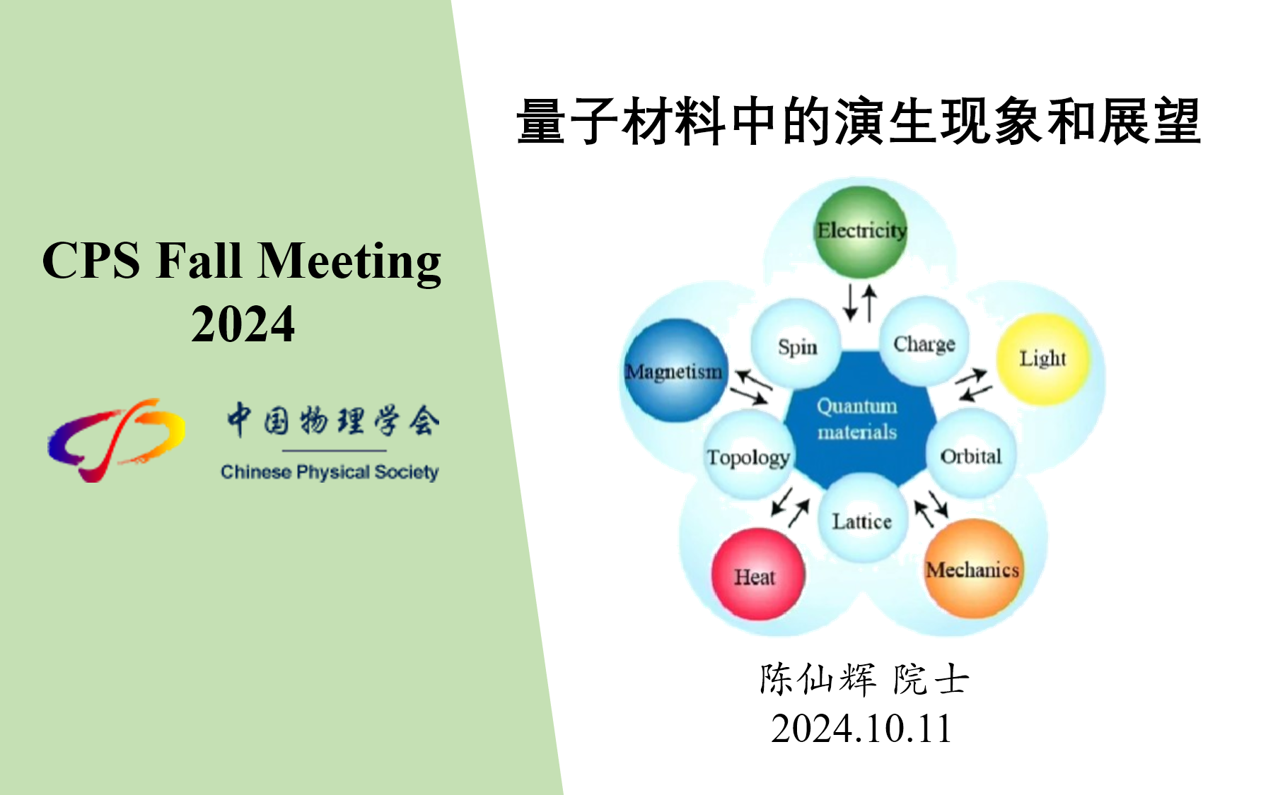 CPS Fall Meeting2024Emergent Phenomena and Prospects in Quantum Matters陈仙辉哔哩哔哩bilibili