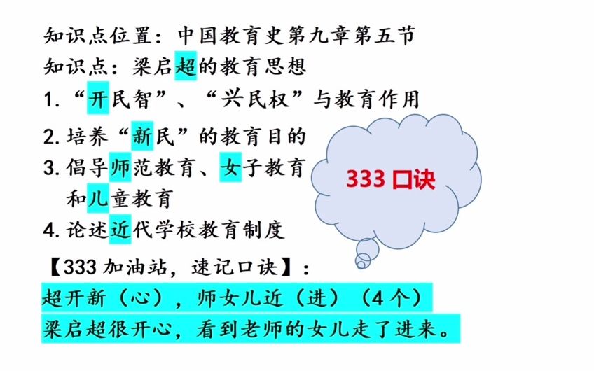 7个字记住!梁启超的教育思想 333教育综合速记口诀 背诵口令 顺口溜哔哩哔哩bilibili