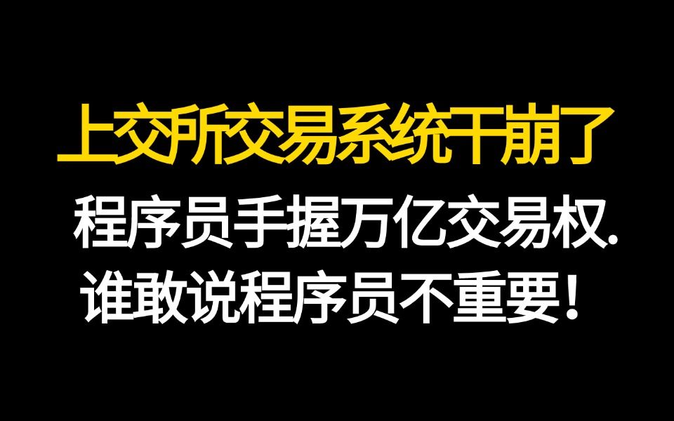 上交所交易系统干崩了 ,程序员手握万亿交易权. 谁敢说程序员不重要!哔哩哔哩bilibili