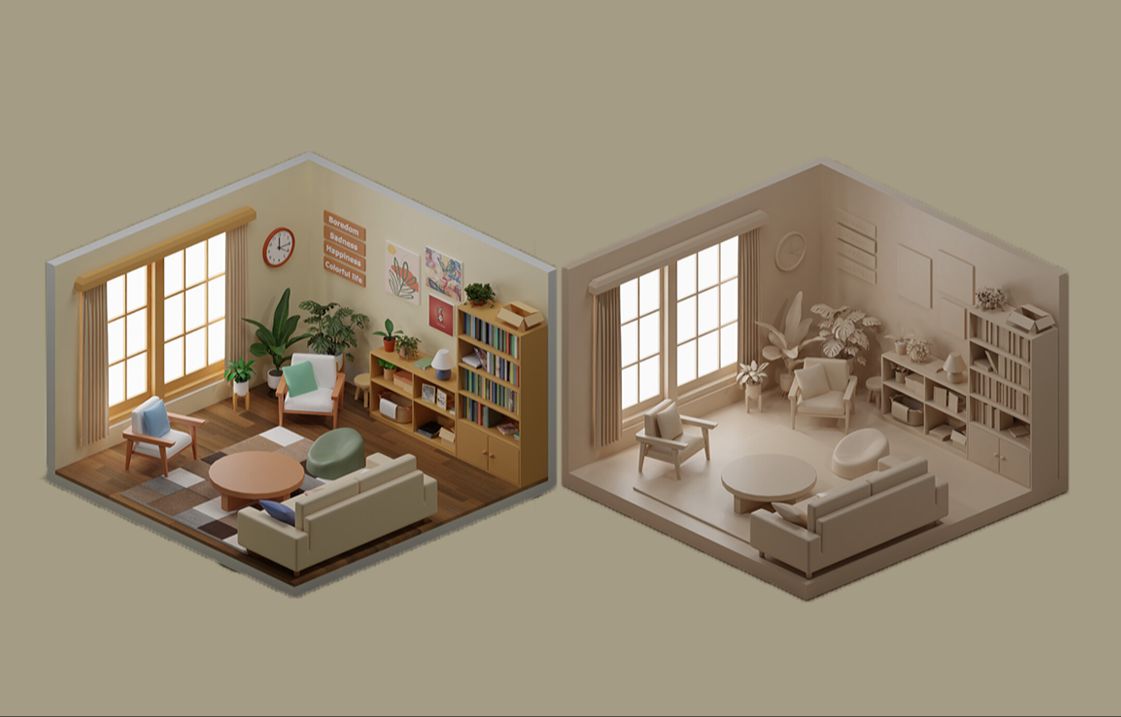 【3dmax场景建模】微缩版开放式客厅模型,新手一个案例学会3dmax!