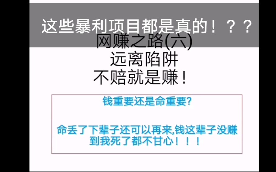 网赚之路系列(六),远离网赚陷阱!这些火爆的赚钱项目都是真的吗!?哔哩哔哩bilibili