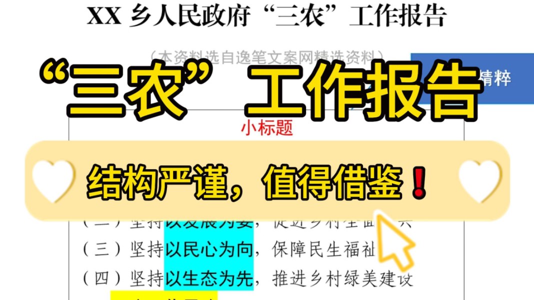 4300字“三农”工作报告❗层次清晰、文笔流畅、结构严谨,值得借鉴!职场申论遴选事业单位公文写作办公室写材料素材分享❗哔哩哔哩bilibili