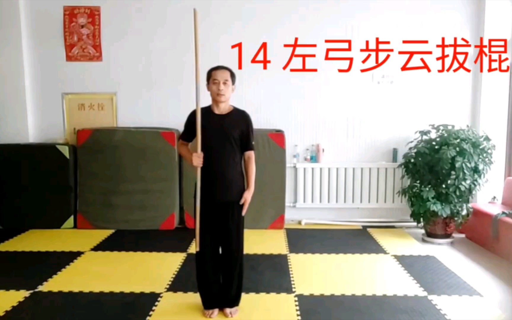 [图]阴手棍14 左弓步云拔棍