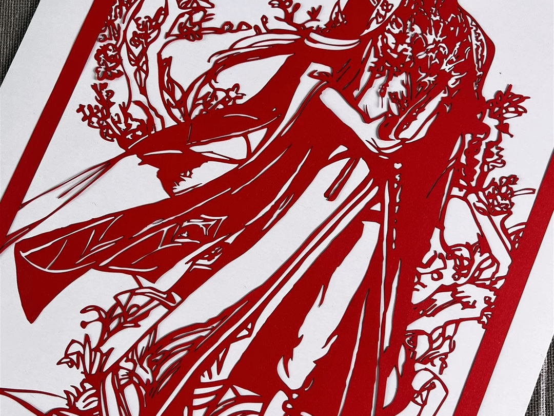 恋与深空 黎深同人接单中纸类艺术,剪纸,刻纸,非遗尺寸:a4纸内大小