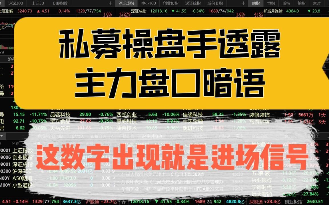 私募操盘手透露主力盘口暗语,这些数字一旦出现,就是进场信号!哔哩哔哩bilibili