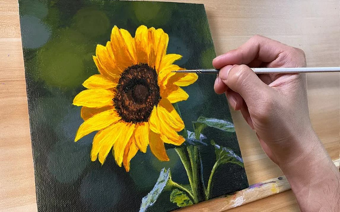 [图]【丙烯画】【绘画教程】向日葵-Beauty of Sunflower Acrylic Painting