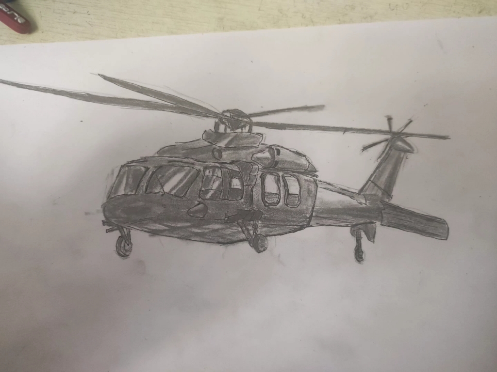 直升机图片素描画图片