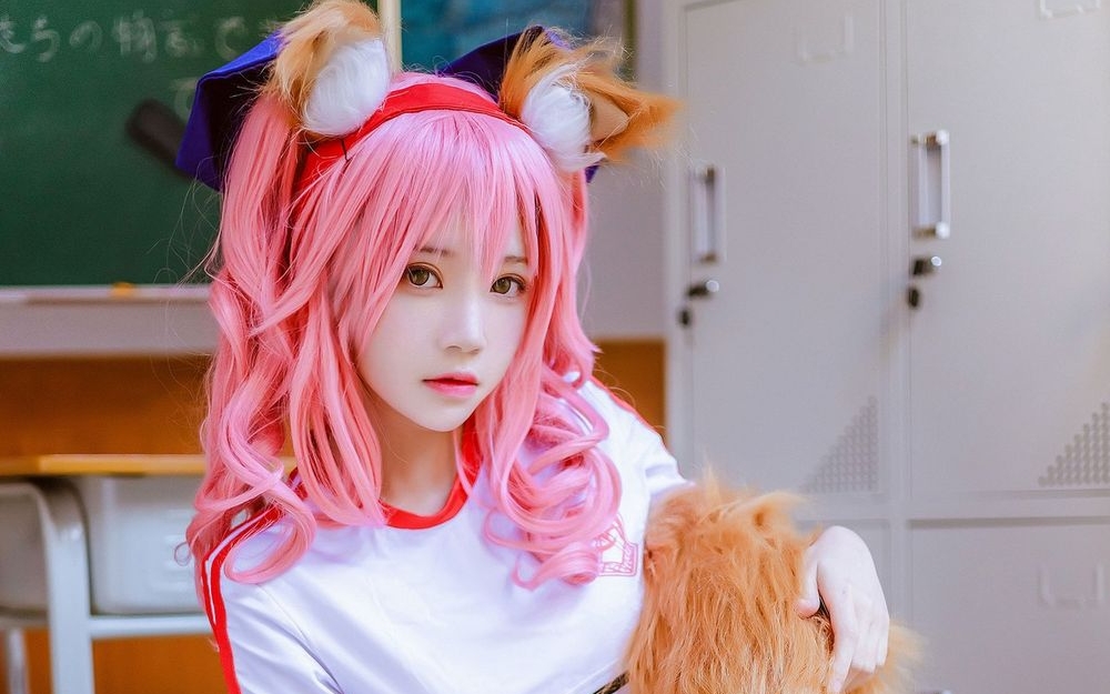 网络美女桜桃喵黑丝美腿体操服主题cos