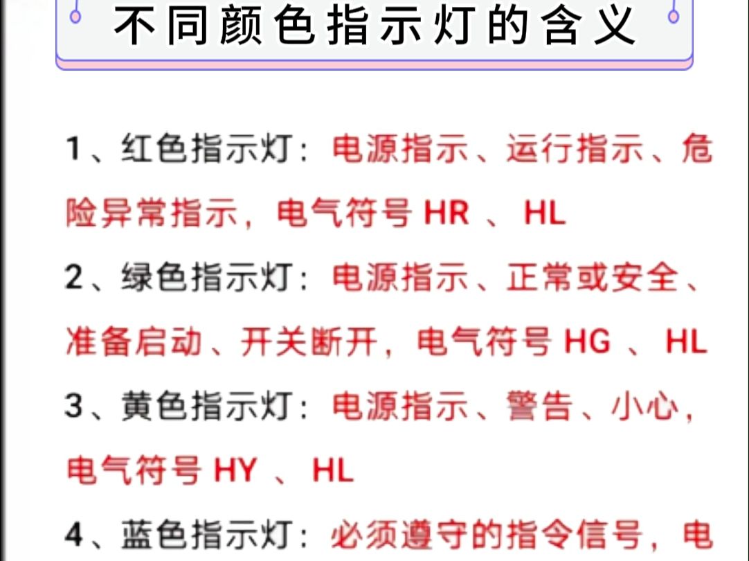 第1404集 不同颜色指示灯的含义