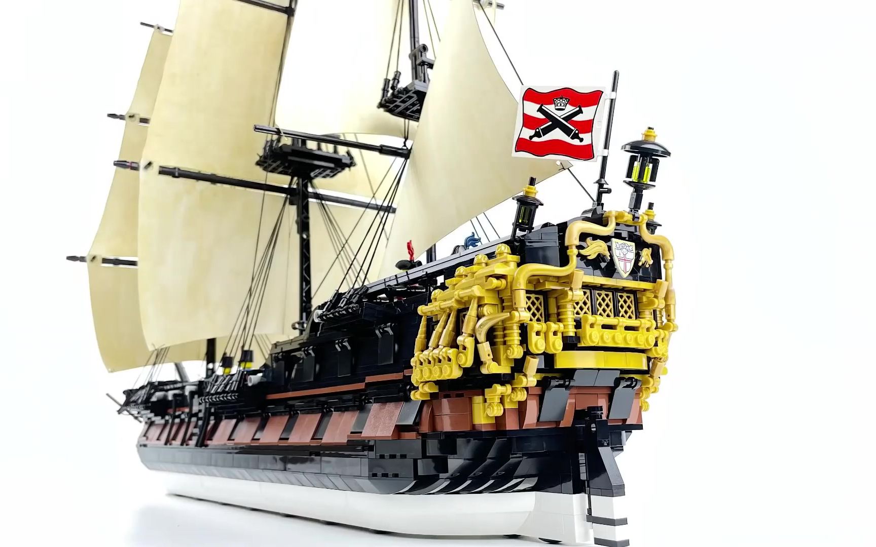 mocyourbricks乐高moc速拼hms三叉戟海盗船