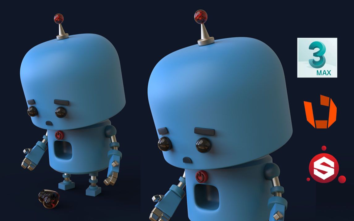 【3d建模】用3dmax跟sp做一个简单可爱的机器人