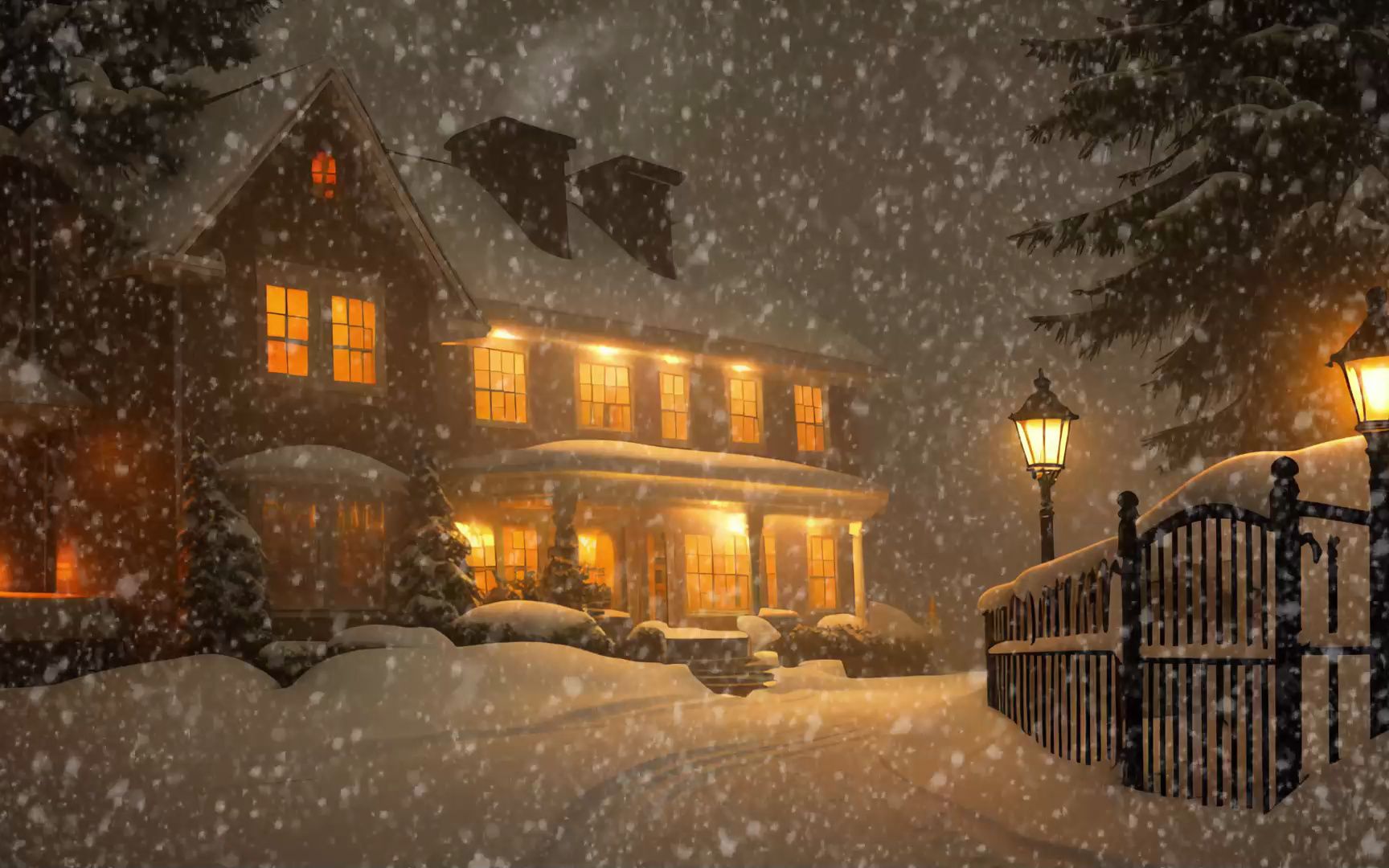 暴风雪夜回到温暖的公寓,风雪交加的自然声音,令人放松入睡