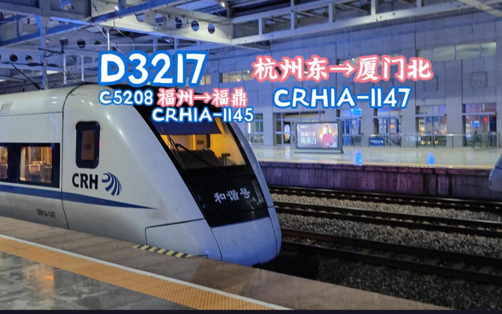 【拍车】D3217 杭州东→厦门北 CRH1A1147 宁德进站哔哩哔哩bilibili