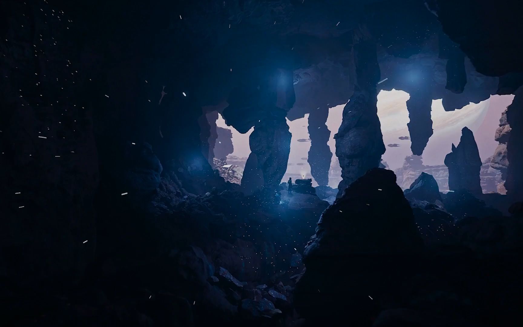 【ue5】场景速建_全息洞穴,模型不在多,几块石头也能构建无限可能