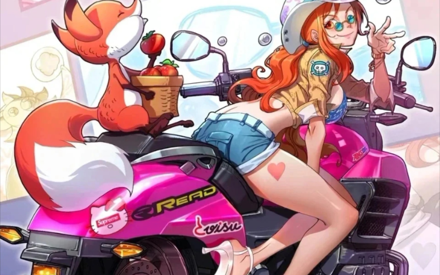 机车风海贼王onepiece草帽海贼团全员摩托车插画集