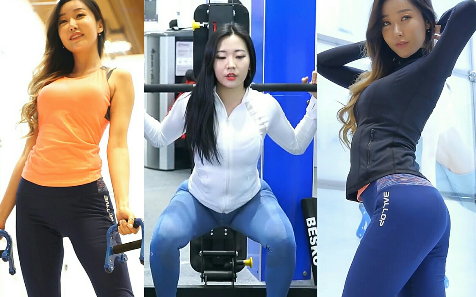 大户型妹子展示健身器械