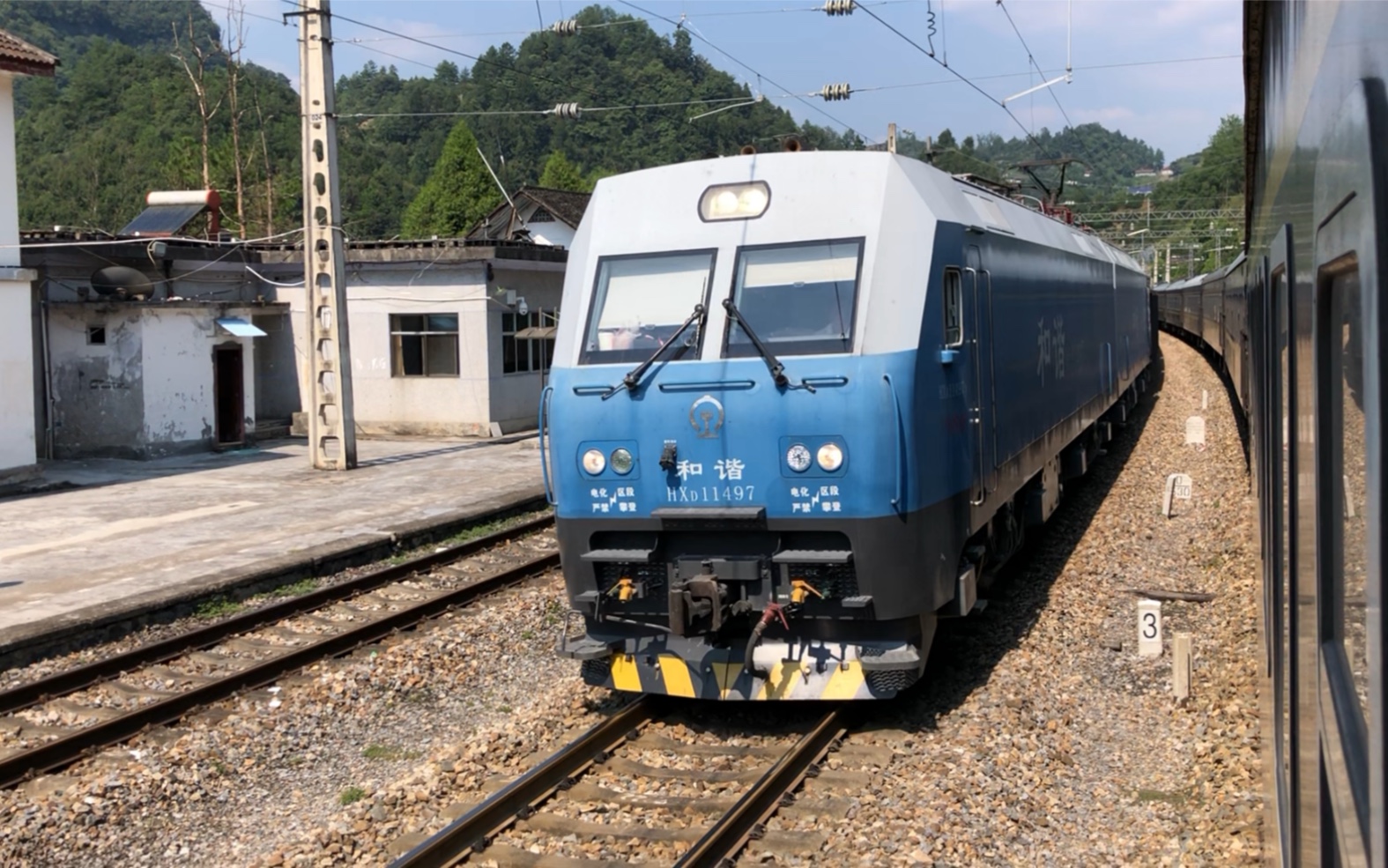 【普速列车】焦柳线 k808待避一货运列车 本务广铁怀段hxd1-1497