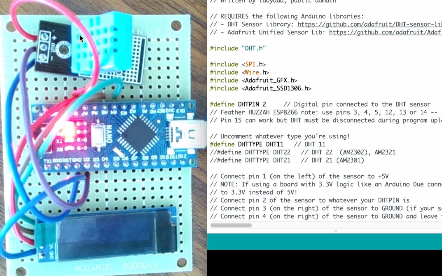 自制温度湿度计Arduino DHT11 OLED128x32哔哩哔哩bilibili