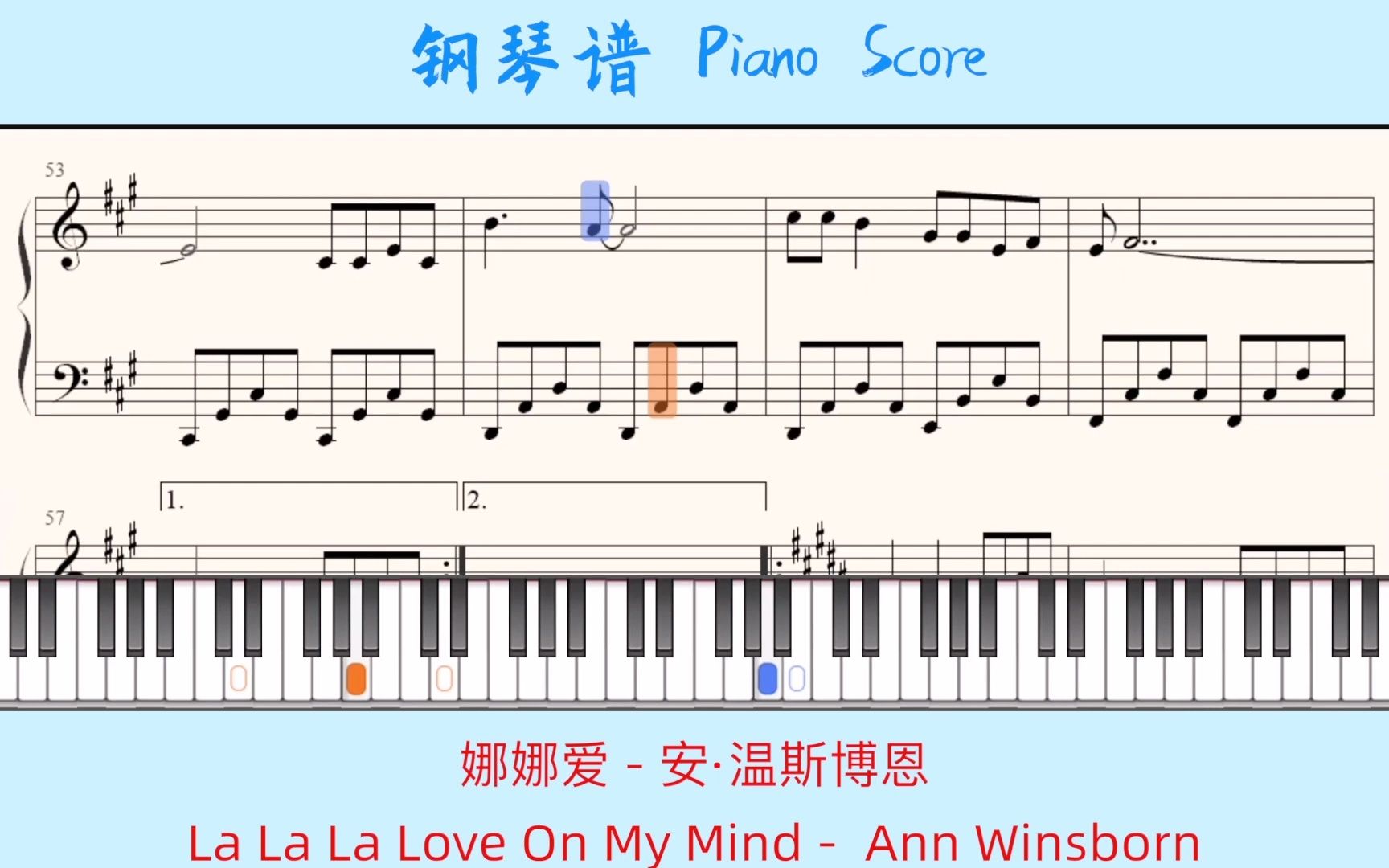 [图]娜娜爱La La La Love On My Mind - 安·温斯博恩 Ann Winsborn?Piano Score钢琴谱 指法