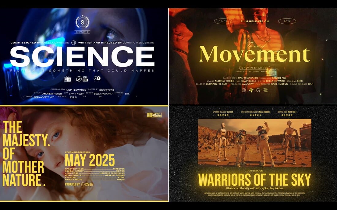 ae模板-电影封面排版标题 电影名称 豆瓣电影 电影文字排版设计模板