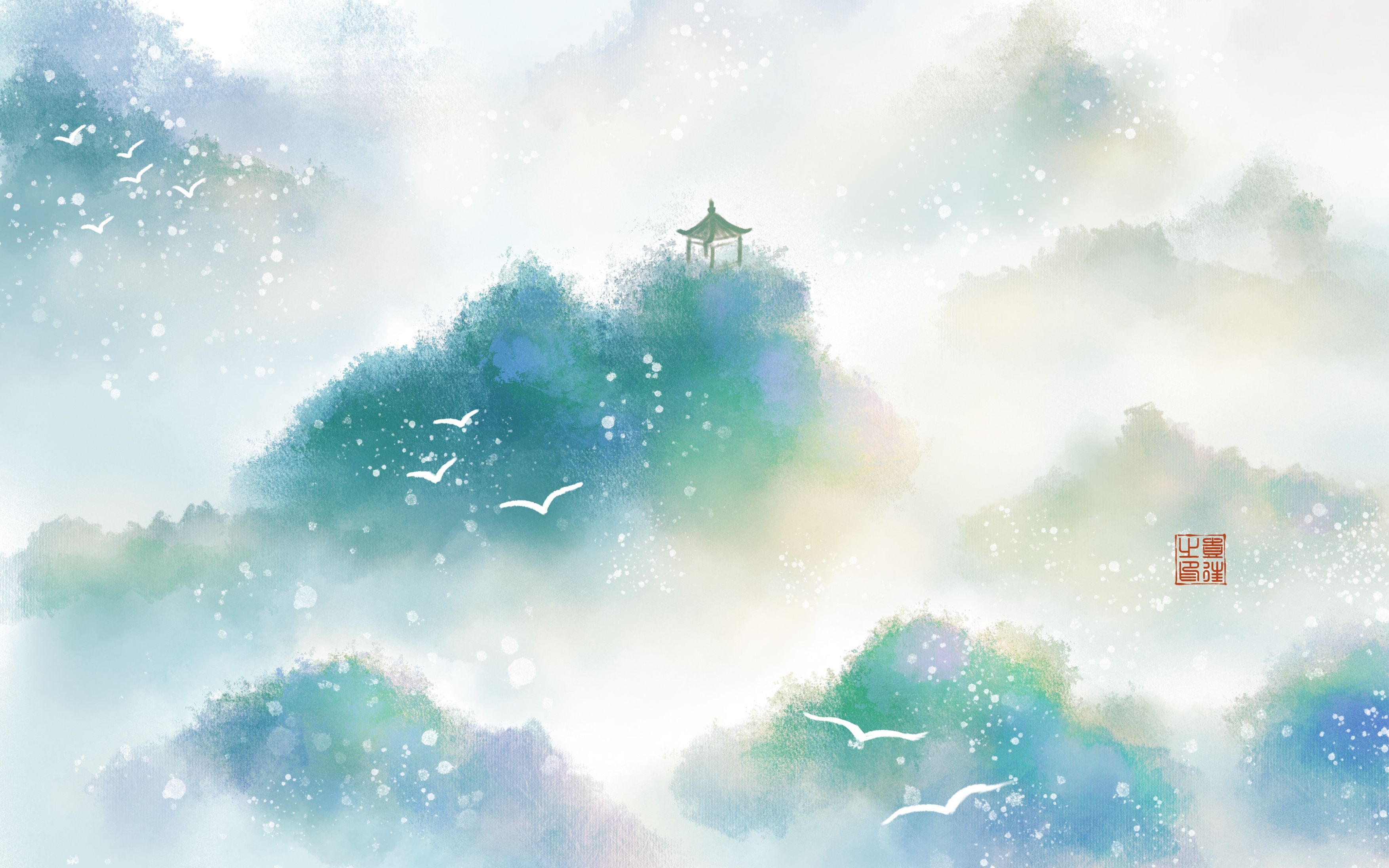 活动作品壹往procreate远山如黛绘画教程讲解版