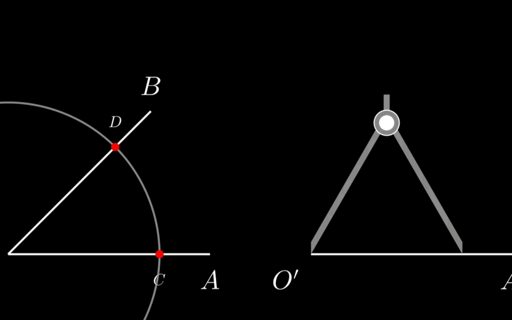 manim尺规作图作一个角等于已知角初中数学