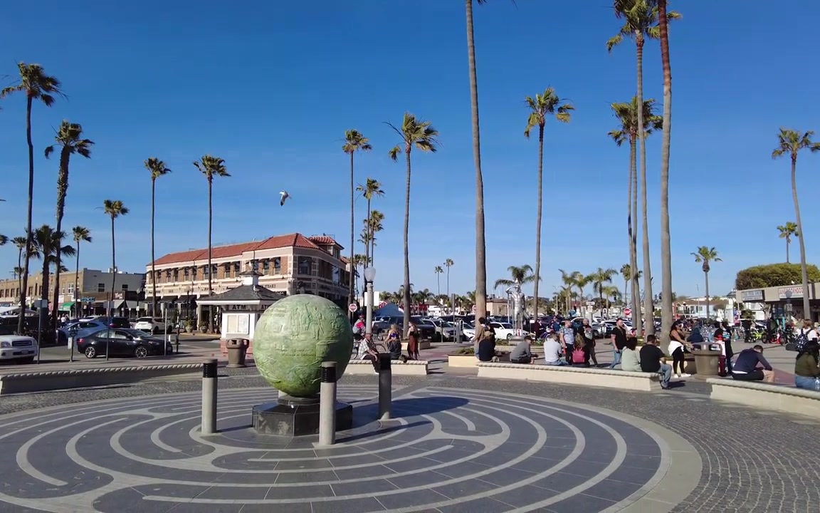 高清实拍 加州橙县新港码头