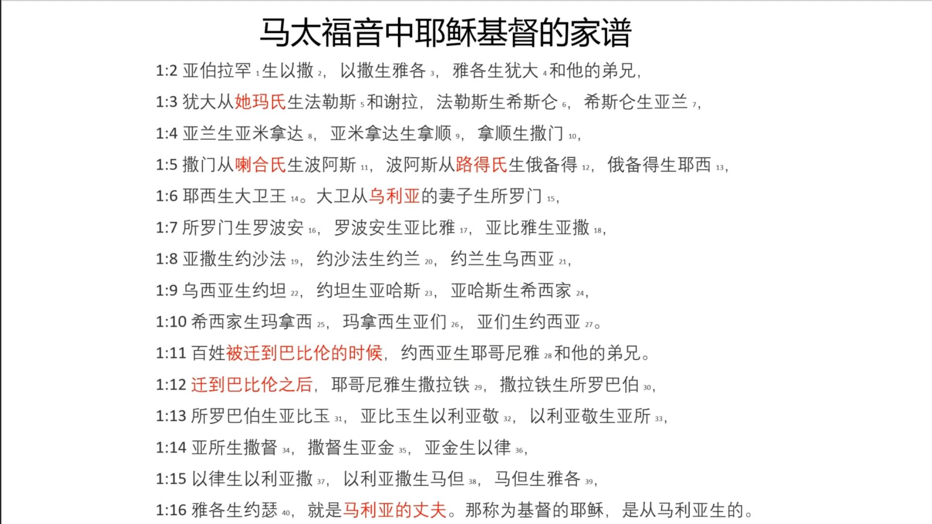 圣经家谱记忆1