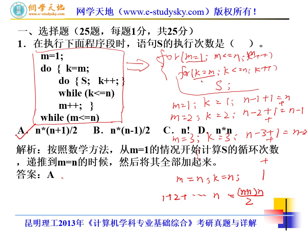 [图]昆工昆明理工大学891计算机专业核心综合877数据结构与算法分析考研真题答案网学天地昆工计算机软件工程考研