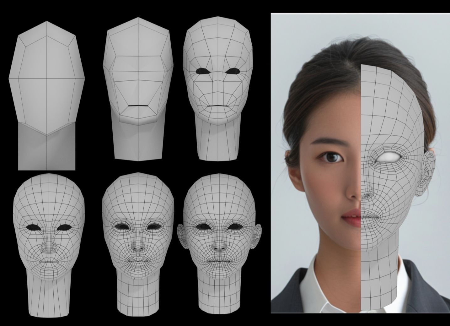 分分钟学会人物头部布线教学,超详细的人头结构布线技巧,从box到顶级