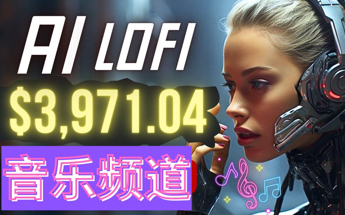 日入千刀使用AI人工智能生成LoFi音乐创建可盈利LoFi频道赚钱分步教程,多种收入方式结合,批量操作,被动收入哔哩哔哩bilibili