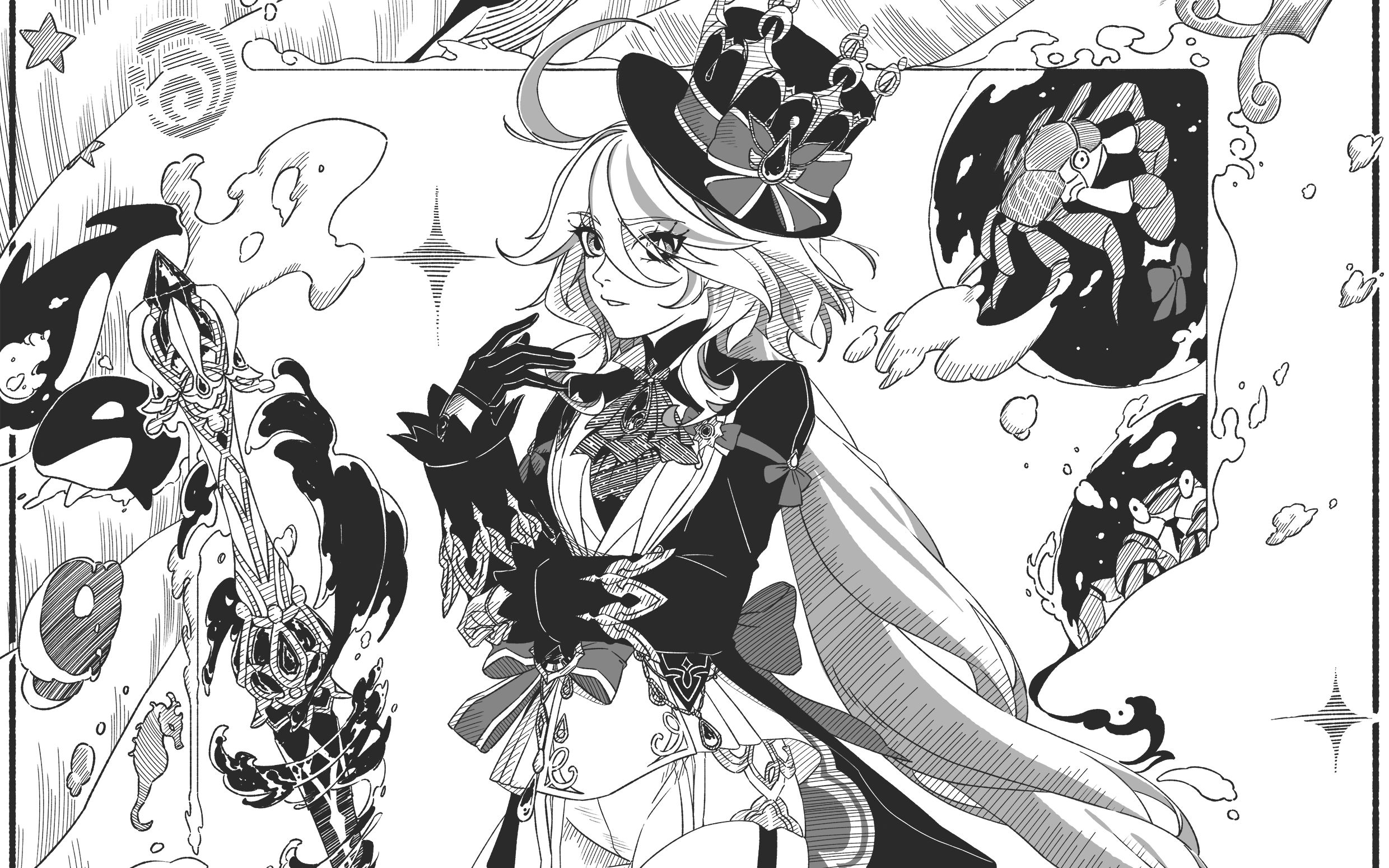 芙宁娜漫画风格绘画过程