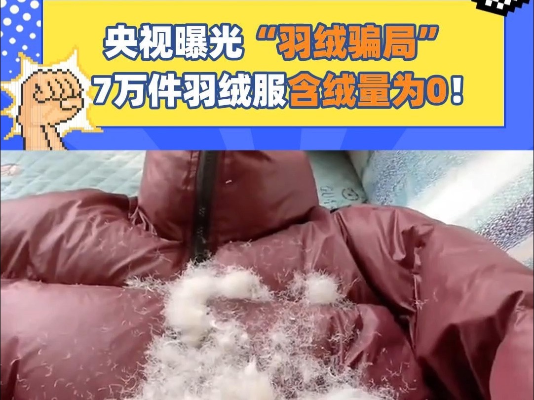 央视曝光“羽绒骗局”,7万件羽绒服含绒量为0!哔哩哔哩bilibili