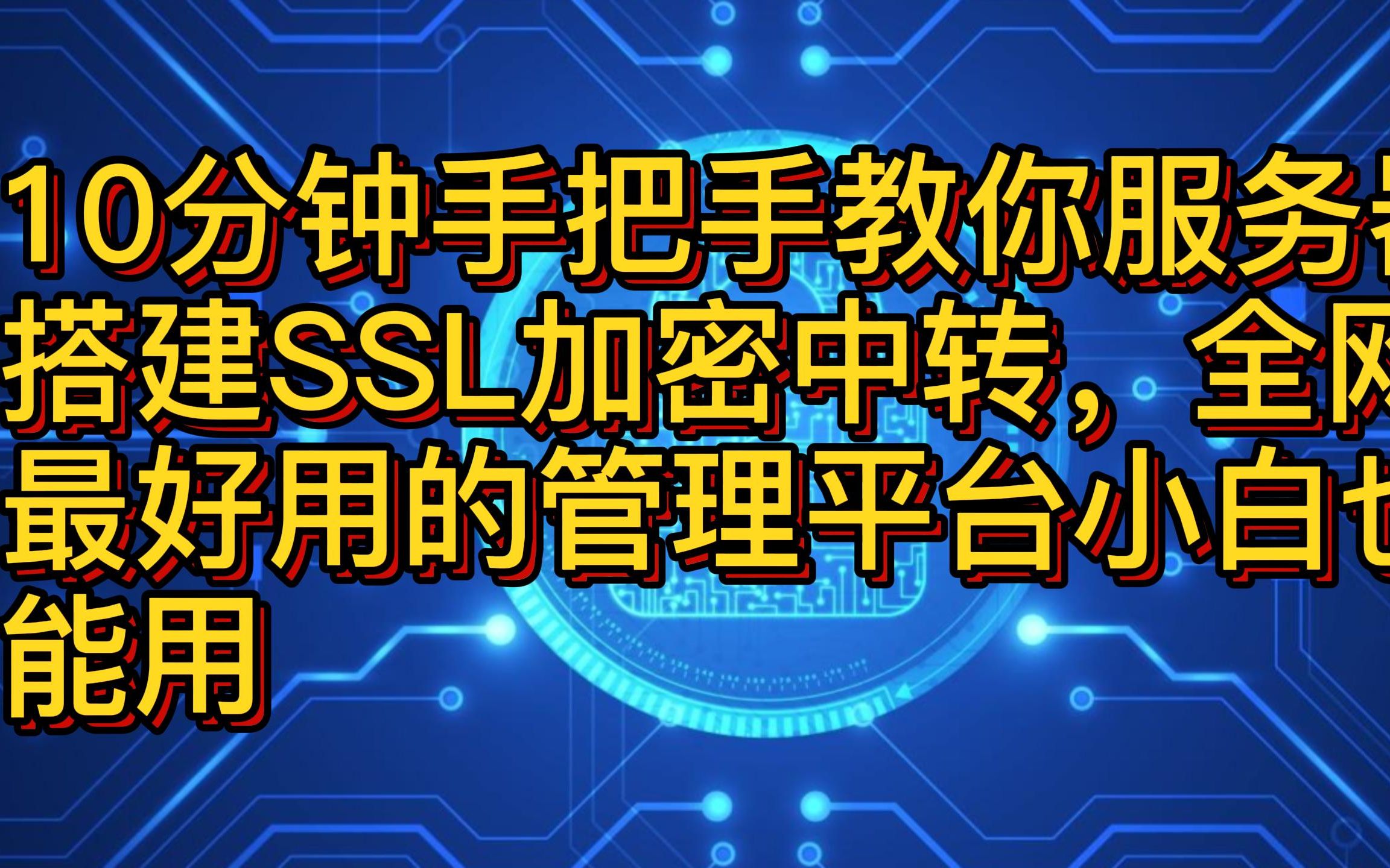 10分钟手把手教你服务器搭建SSL加密中转,全网最好用的管理平台小白也能用哔哩哔哩bilibili