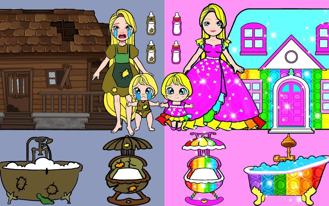 剪纸动画:挑战帮助艾莎公主修建新房子,少女粉风格她会喜欢吗?