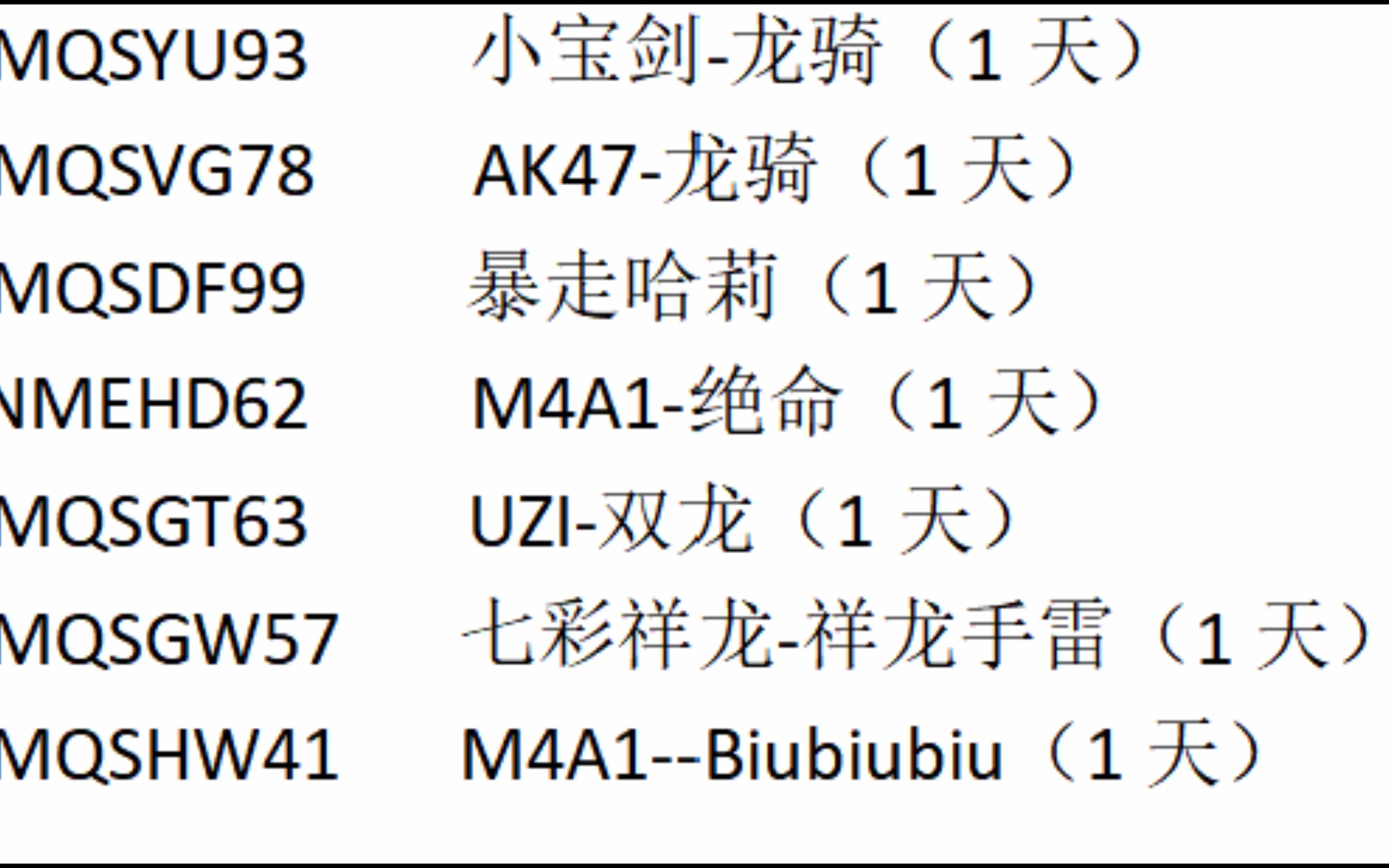 全民枪神激活码大全图片