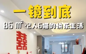 Download Video: 一镜到底，86㎡婚房，2人6猫的快乐生活#上海装修设计师 #婚房装修设计 #老房翻新