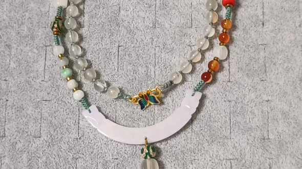 手工编织淡紫翡翠玉衡玛瑙项链手工定制