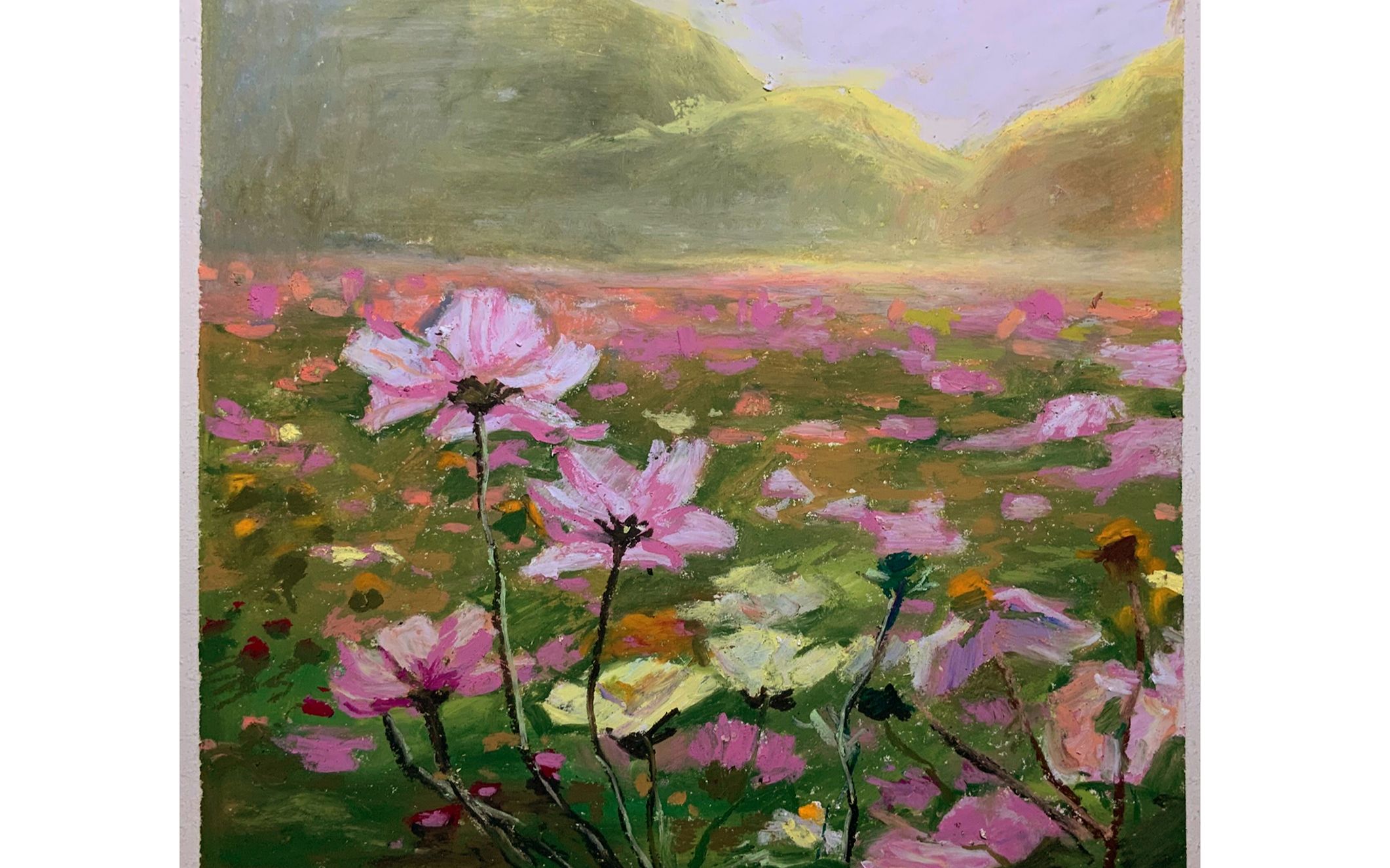 油画棒手绘 粉色花海