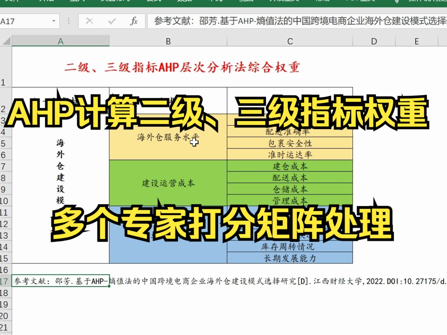 【零基础数据分析教程】层次分析法如何计算二级、三级指标权重?多个专家打分判断矩阵如何处理AHP如何使用spss进行分析?如何使用excel进行计算...