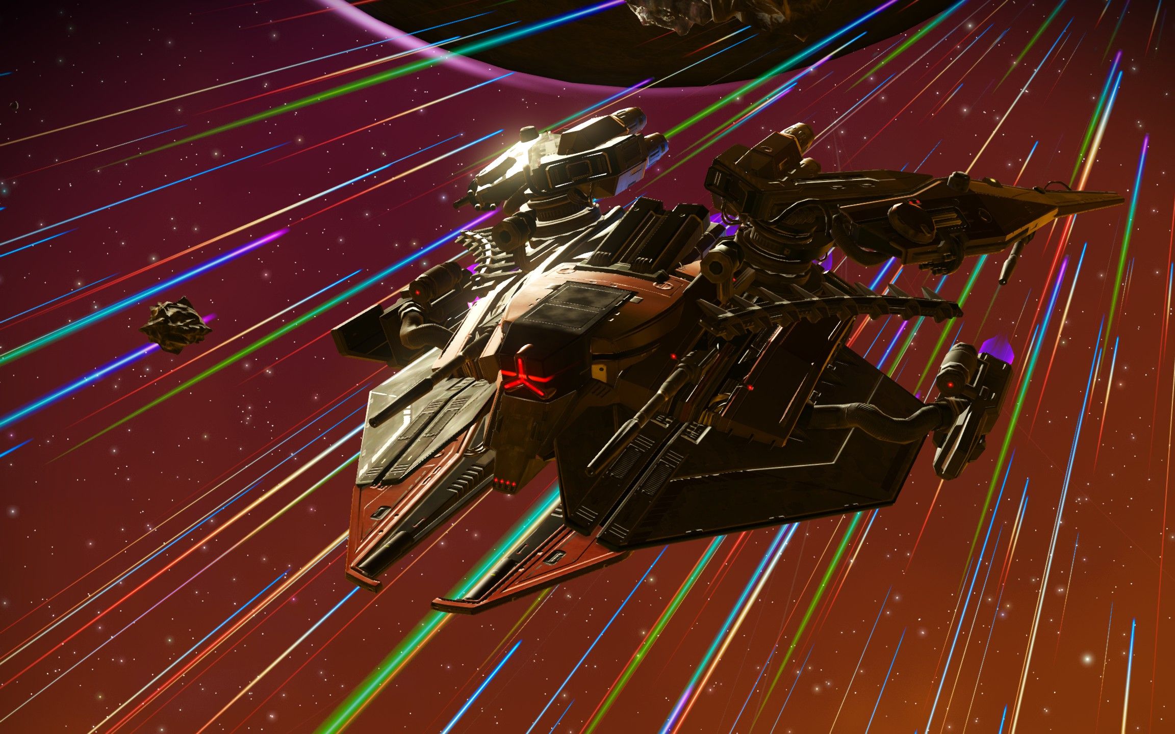 【无人深空】—护卫拦截机-红白色折叠翼机体-7喷