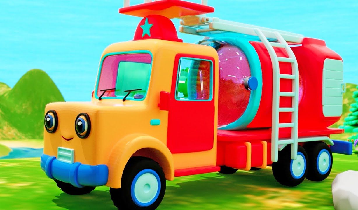 工程车动画:卡车变形成消防车 早教 益智 育儿 汽车动画