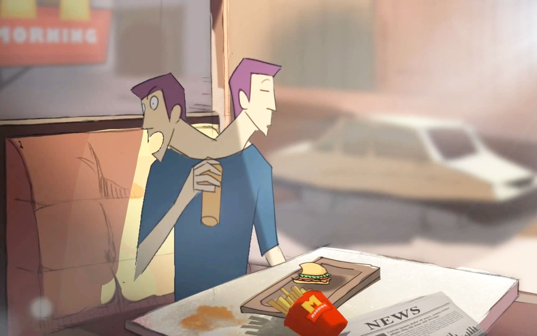 《双头人》:小伙拥有两个头,一个喜欢喝可乐而另一个喜欢喝啤酒,好