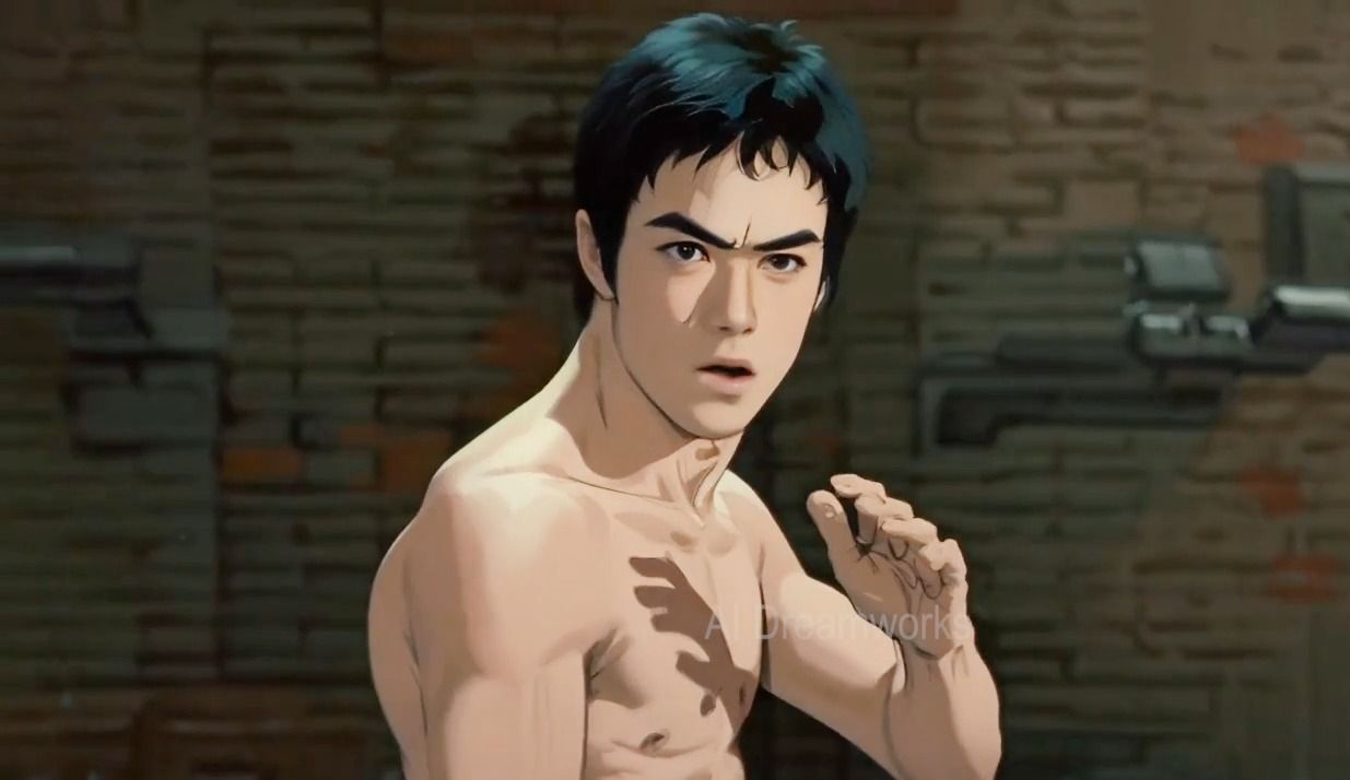 ai 动画练习 李小龙 猛龙过江 致敬龙爷stablediffsion 双节棍 经典